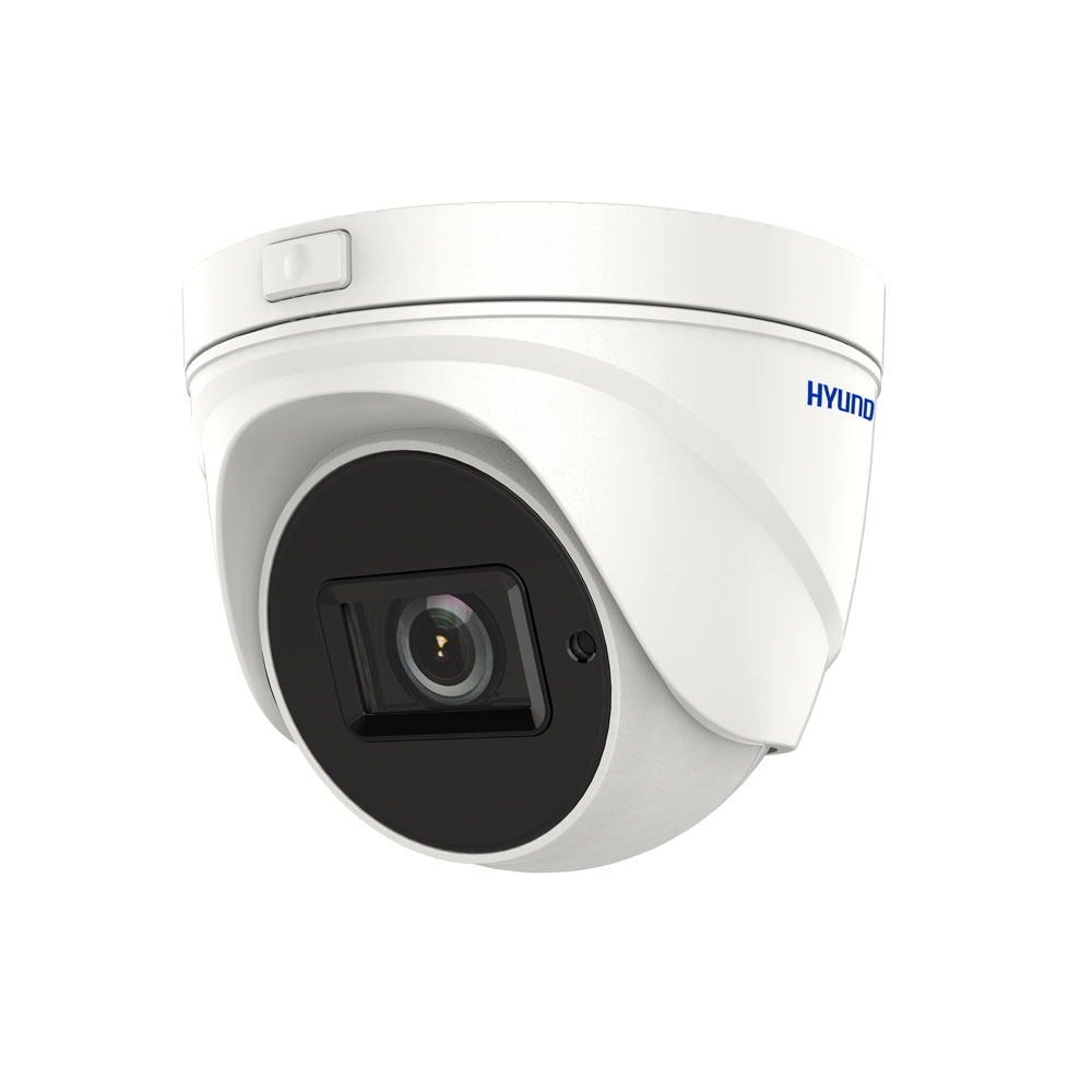 HYU-436 | Domo fijo HD-TVI TURBO HD 4.0 serie ULTRAPRO con iluminación IR de 80 m para exterior. CMOS de 8,3MP. Doble salida de vídeo HD-TVI/CVBS. Óptica motorizada de 2,8~12 mm (108,1°~45,6°) con autofocus. Filtro ICR. OSD, ATW, MWB, AGC, BLC, HLC, WDR real 120dB, 3D-DNR, defog, espejo, máscaras de privacidad. IP67. 3AXIS. 12V CC.