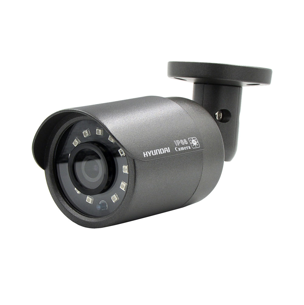 HYU-469 | 4 in 1 bullet camera PRO series with IR up to 20 m for outdoors. 1/2,5” CMOS, 5 MP. 4 in 1 output (HDCVI / HDTVI / AHD / 960H). ICR filter. 0,02 lux. 3,6 mm fixed lens. OSD, AWB, AGC, BLC, HLC, digital WDR, 2D/3D-DNR, defog, mirror, motion detection. IP66. 3AXIS bracket. 12V DC.