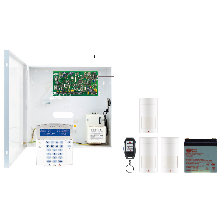 PAR-112 | Kit composed by: 1x PCBMG5050 hybrid central from 6 to 32 zones with receiver via radio, 1x box with power transformer, 