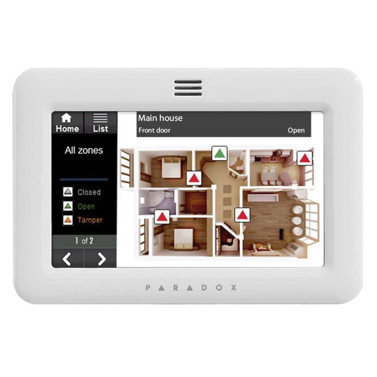 PAR-29L | Teclado de Grado 3 con pantalla táctil con sensores de temperatura y humedad integrados y licencia de planos incluida. Color blanco.