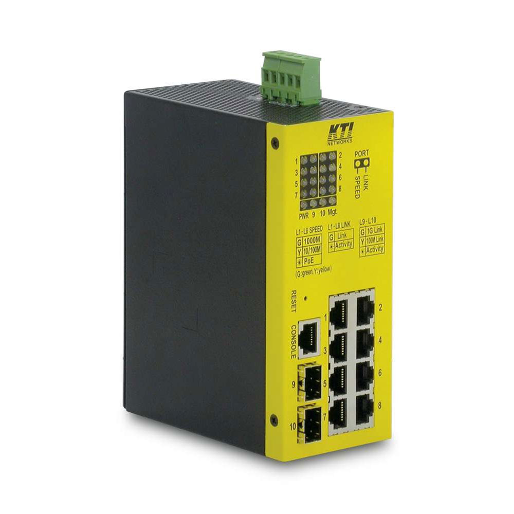 SAM-4161 | Switch PoE+ gestionable (L2+) de gama industrial de 8 puertos RJ45 10/100/1000Mbps + 2 puertos SFP mini-GBIC 100/1000Mbps