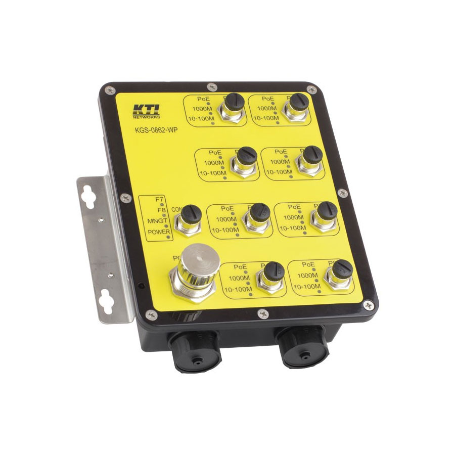 SAM-4387 | Switch PoE+ gérable (L2) de gamme industriel, design robuste anti-vibration et protection IP67. 6 ports RJ45 (aviation) 10/100Mbps + 1 port FO (aviation) 1000Mbps (connecteur LC). N'inclut pas l'alimentation.