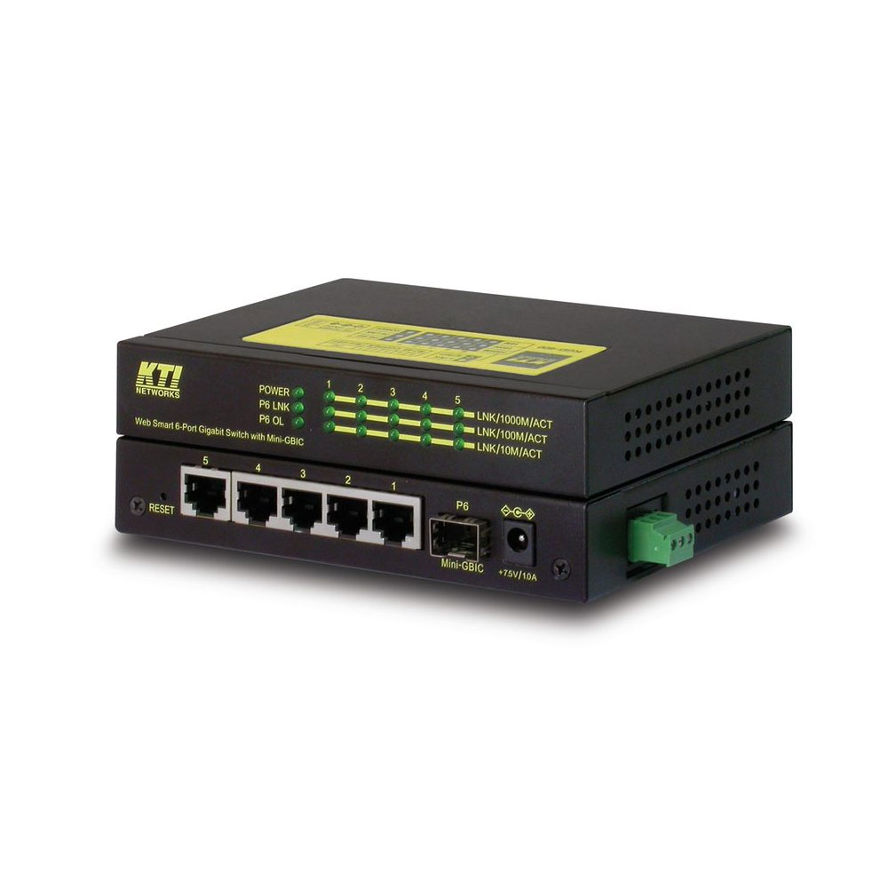 SAM-4389 | Switch (L2) gestionable de gama industrial de 5 puertos RJ45 10/100/1000Mbps + 1 puerto mini-GBIC 1000Mbps