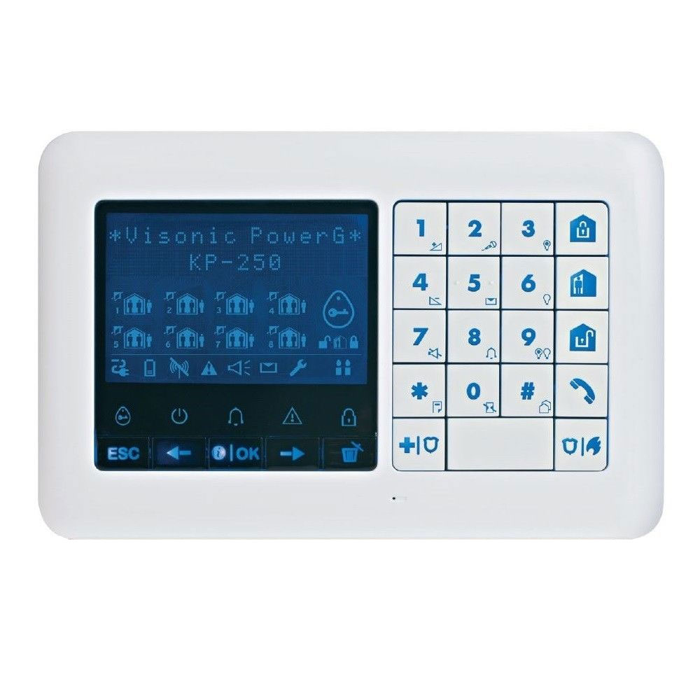 VISONIC-12 | Teclado vía radio bidireccional PowerG con textos en español.